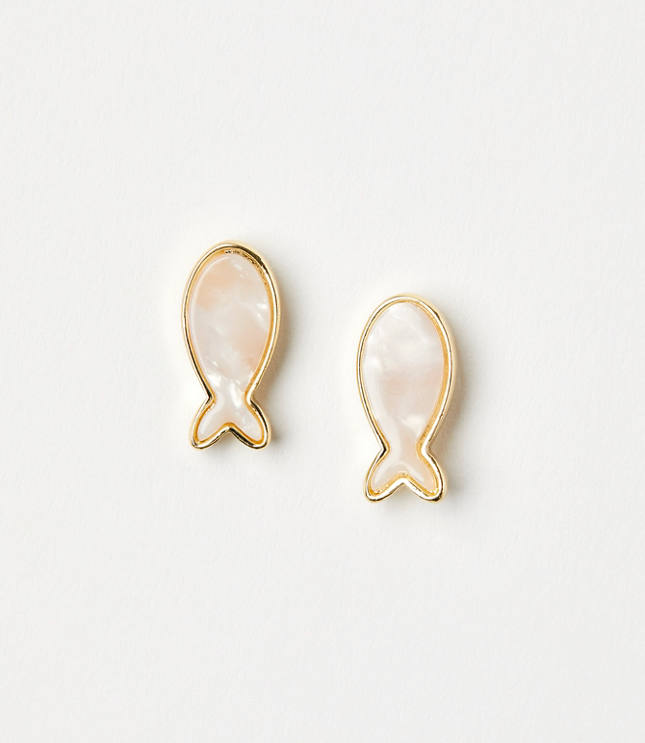 Mother Of Pearl Fish Stud Earrings