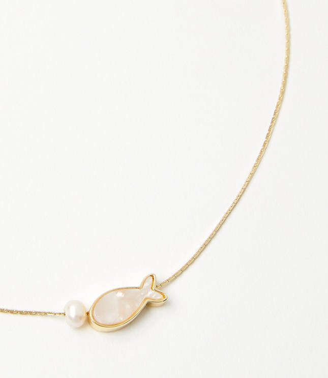 Mother Of Pearl Fish Charm Necklace