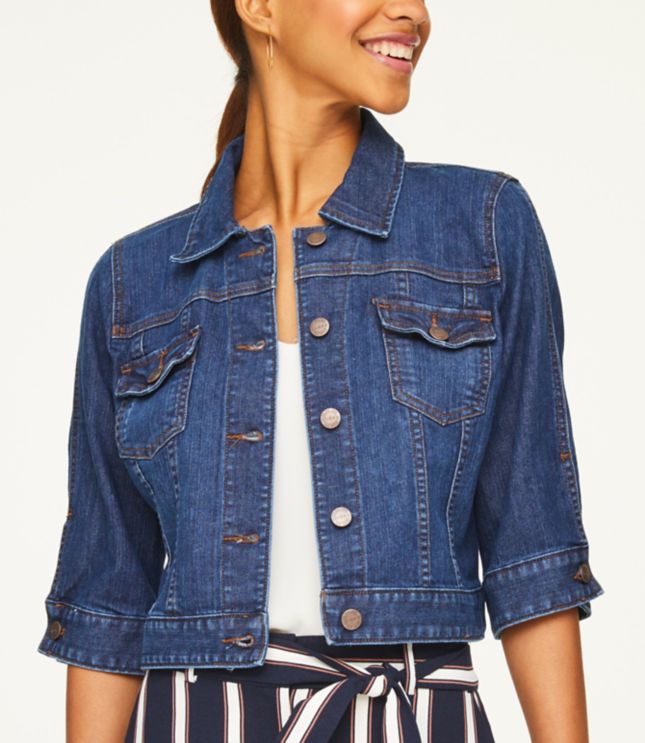 three quarter sleeve jean jacket