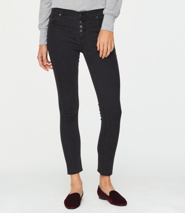 black button fly skinny jeans