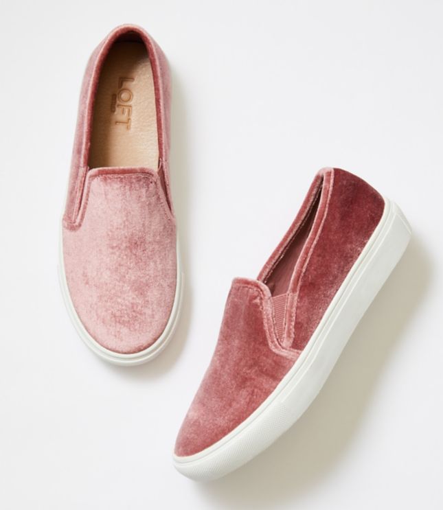 velvet slip on sneakers