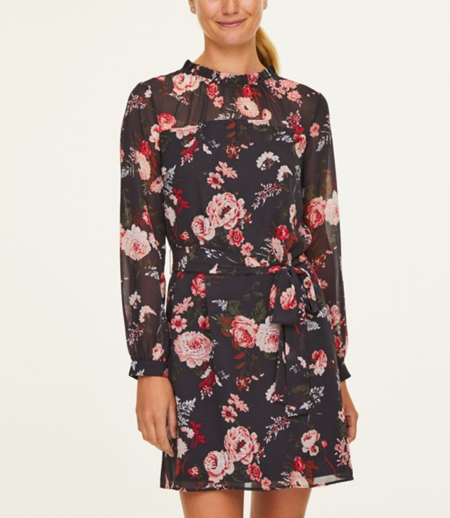 floral tie waist dress