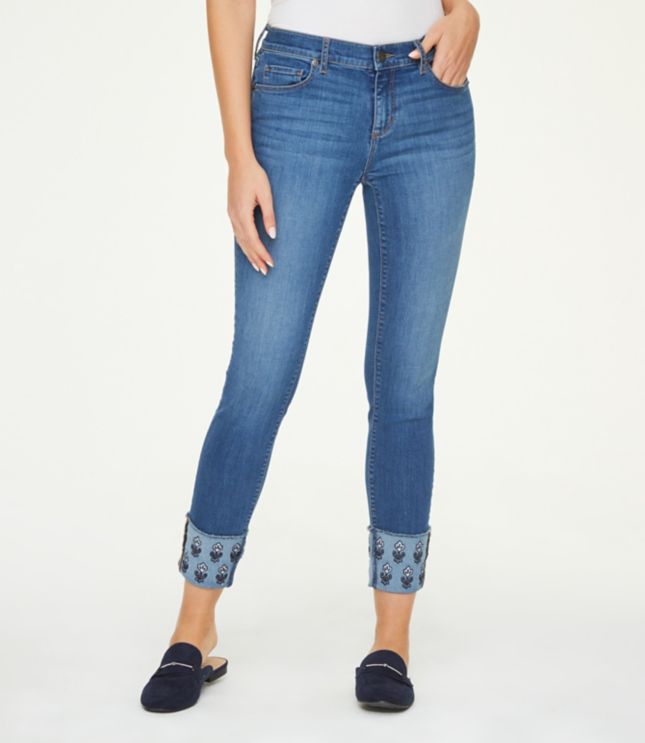 jeans with embroidered cuff