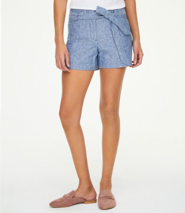chambray tie shorts