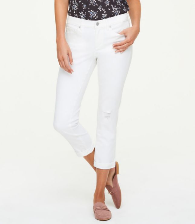 petite white crop jeans