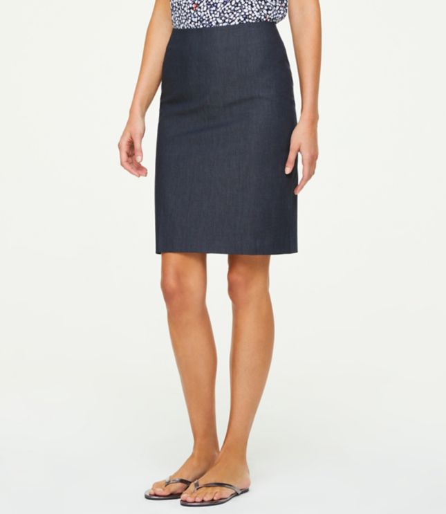 petite denim pencil skirt