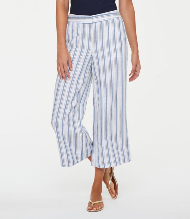 striped cropped wide leg pants