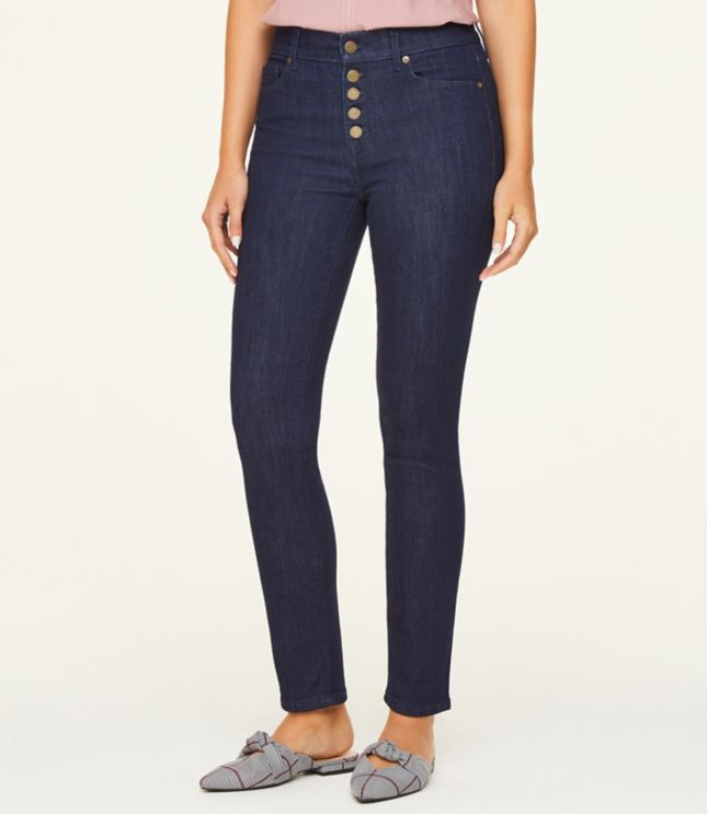 button front skinny jeans