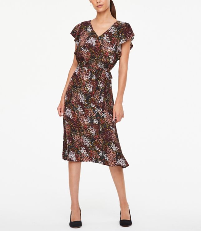 flutter sleeve floral dress