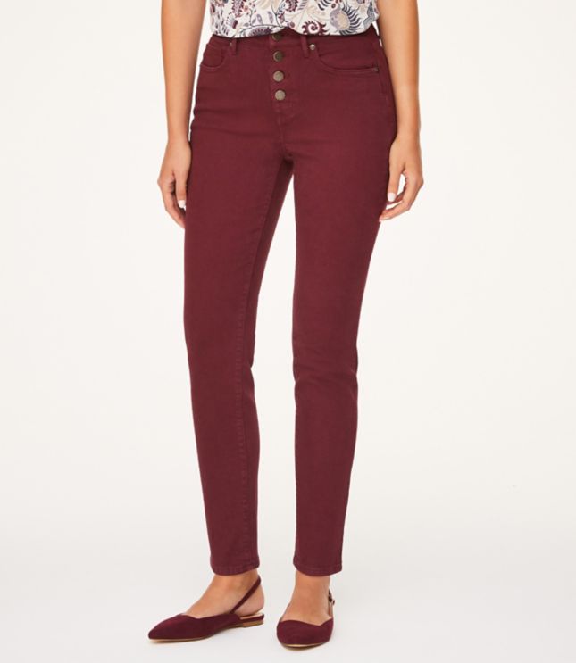 maroon high waisted skinny jeans