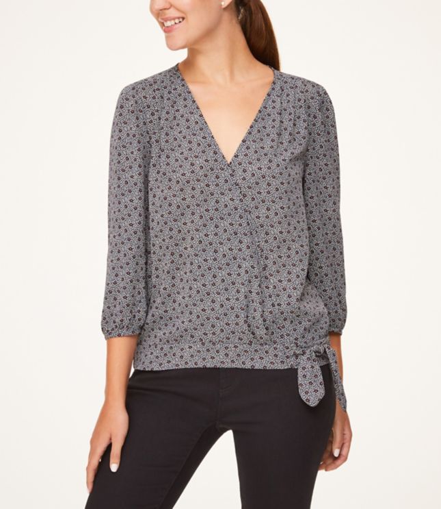 loft floral wrap top