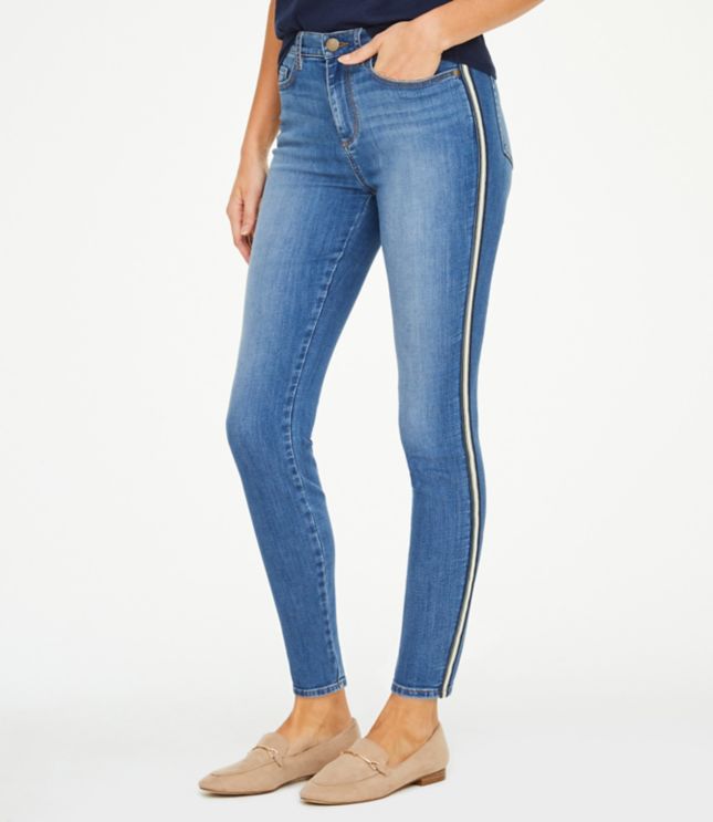 side stripe high waisted jeans