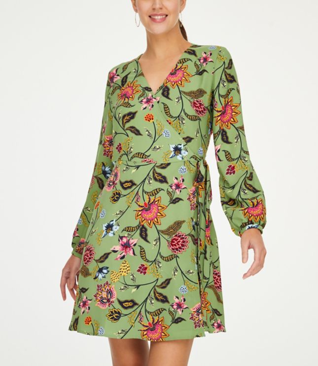 fall floral wrap dress