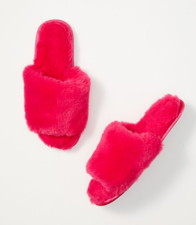 loft faux fur slide slippers