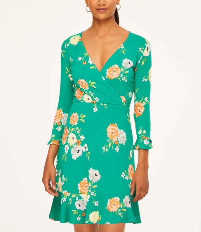 ann taylor green wrap dress
