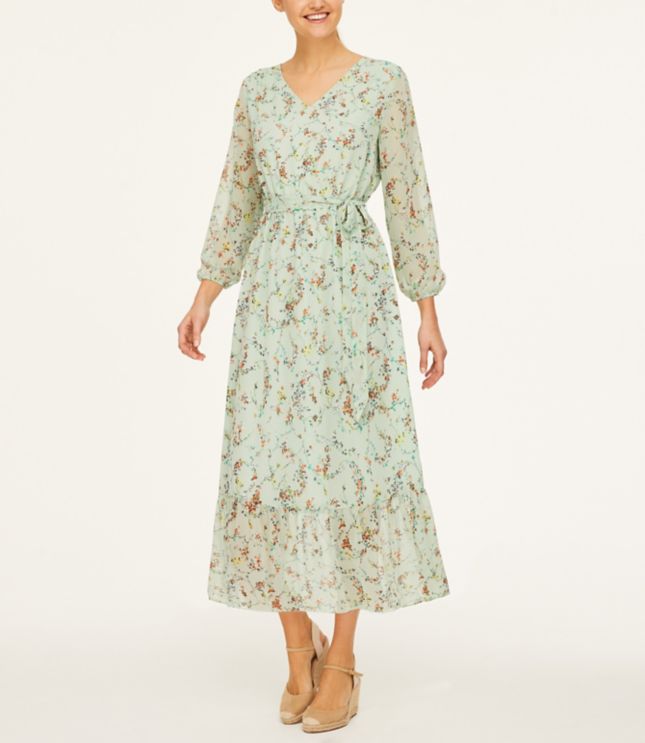 long sleeve floral long dresses