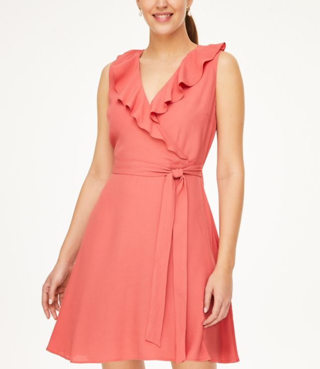 petite ruffle wrap dress