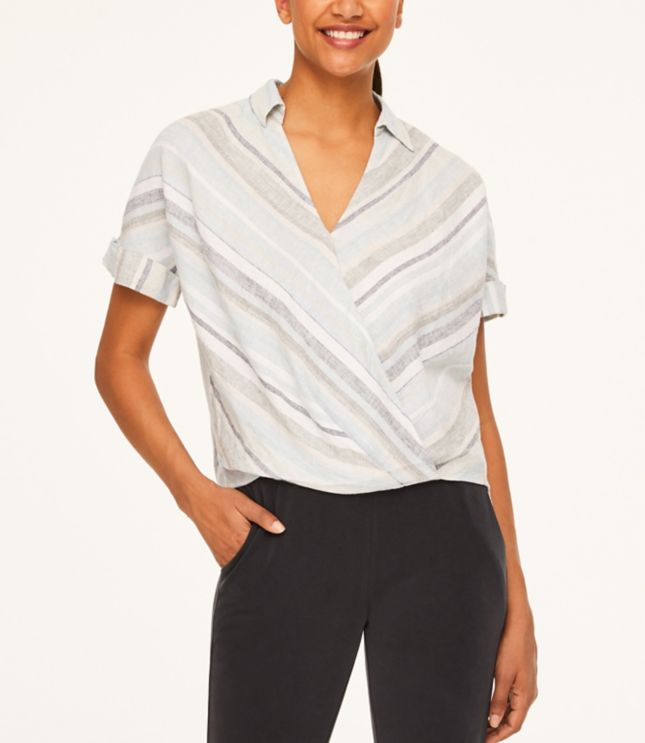 Image of Loft Striped Wrap Top