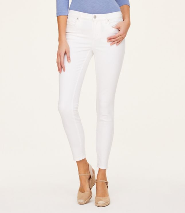 petite white skinny ankle jeans