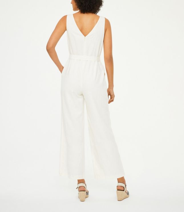white v neck jumpsuit