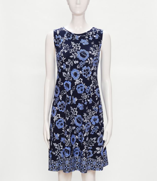 Image of Loft Border Floral Halter Swing Dress
