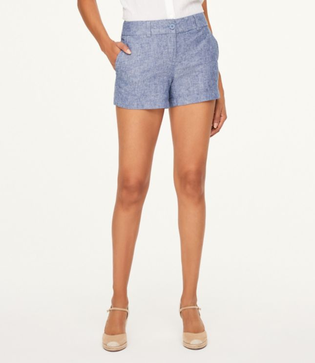 chambray overall shorts