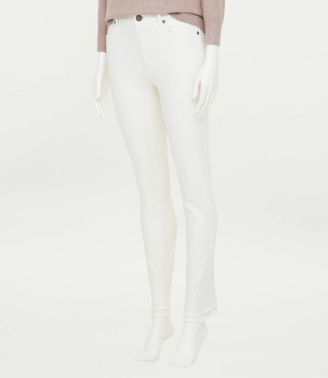 Image of Loft Curvy Double Frayed Skinny Jeans in Caribbean Sand