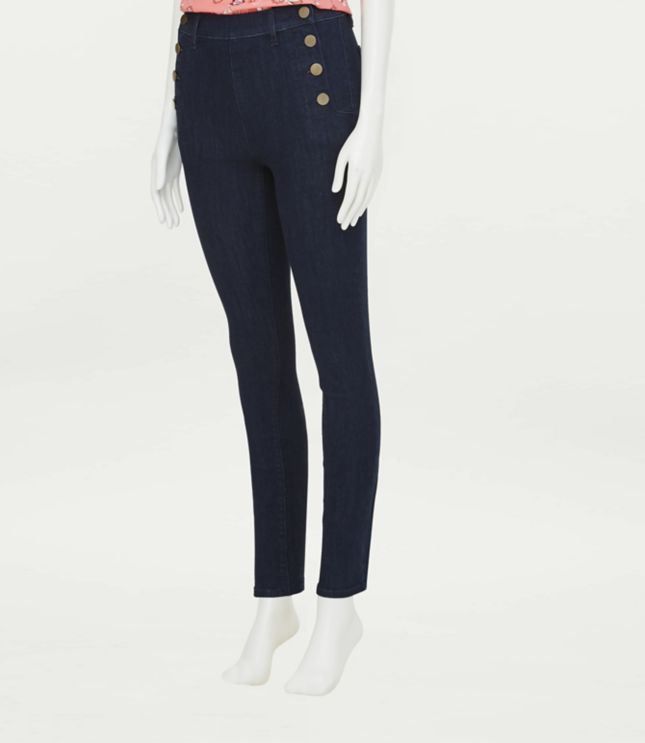Image of Loft Curvy High Rise Sailor Jeans in Dark Rinse Wash