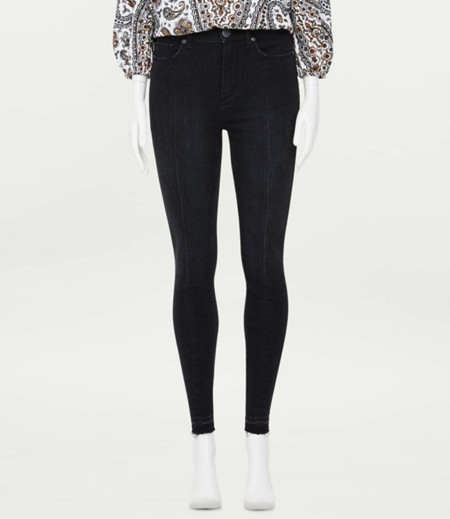 Image of Loft Curvy High Rise Seamed Skinny Jeans in Black