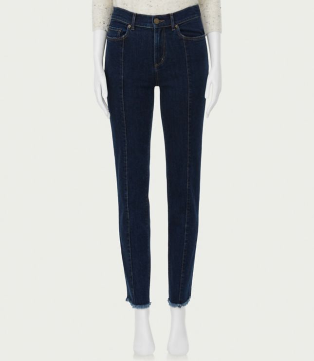 Image of Loft Curvy High Rise Straight Leg Jeans in Dark Rinse