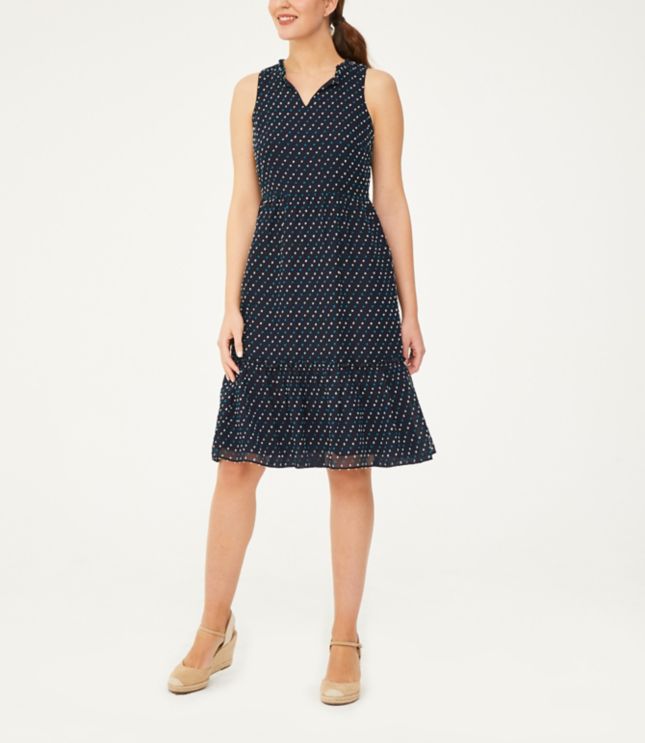 Image of Loft Clip Dot Flounce Midi Dress