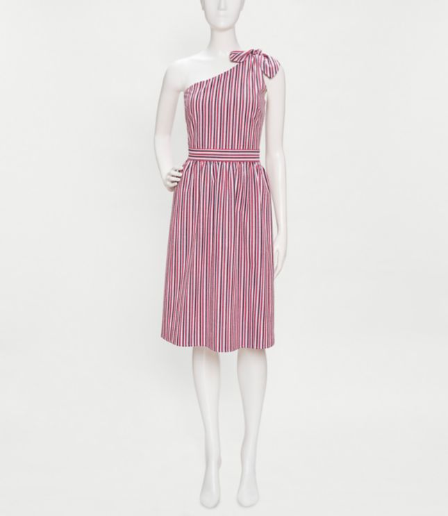 Image of Loft Seersucker One Shoulder Dress
