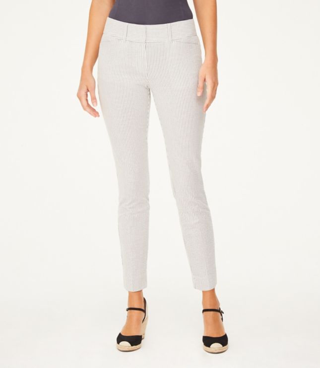 Image of Loft Curvy Seersucker Skinny Ankle Pants