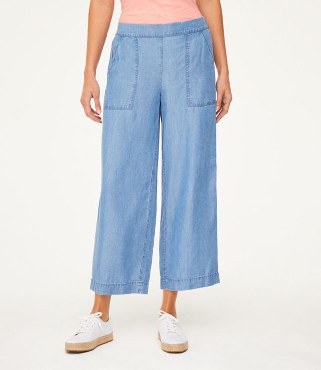 Image of Loft Chambray Wide Leg Crop Pants