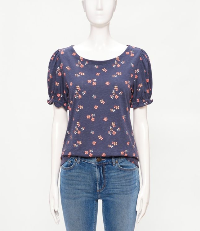 FLORAL PUFF SLEEVE TEE | Loft Outlet