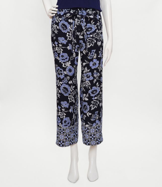 Image of Loft Border Floral Wide Leg Crop Pants