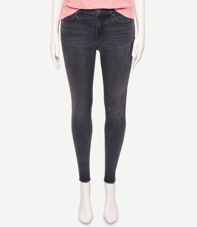 Image of Loft Curvy Gusset Hem Skinny Jeans in Pure Grey Wash