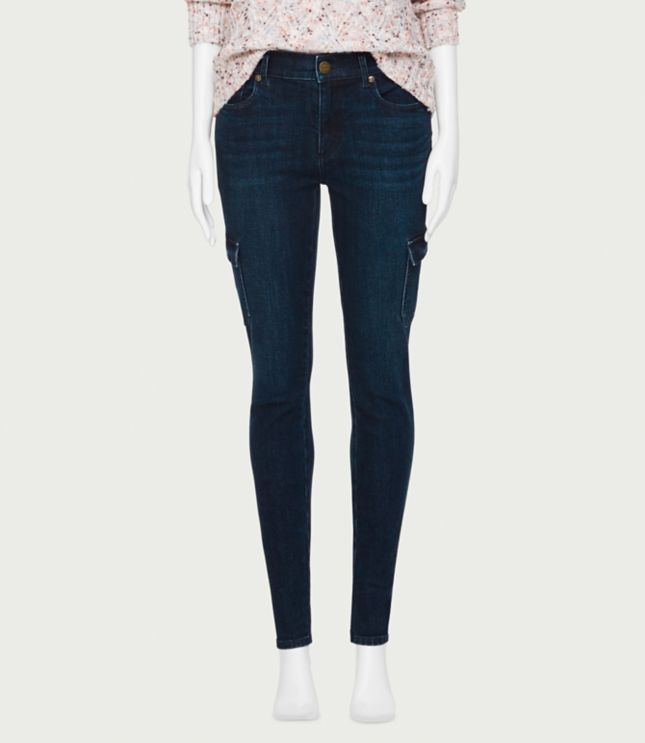 Image of Loft Curvy Skinny Cargo Jeans in Rippled Waves Wash