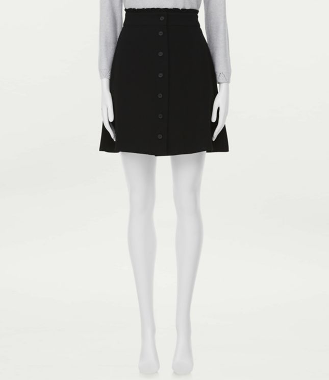 Image of Loft Ruffle Waist Button Front A-Line Skirt