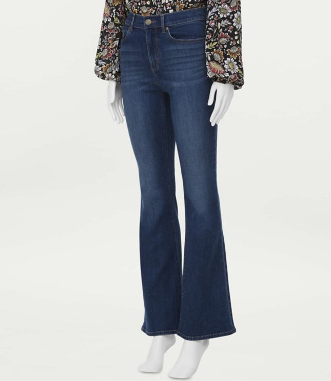 Image of Loft Curvy High Rise Flare Jeans in Luxe Medium Wash
