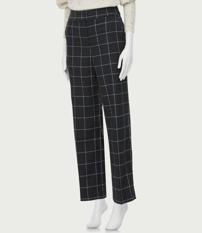 Image of Loft Windowpane High Rise Slim Wide Leg Pants