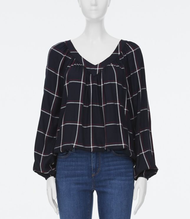 plaid peasant top