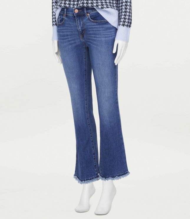 Image of Loft Curvy Frayed Demi Boot Jeans in Modern Indigo Wash