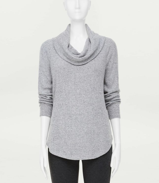 Image of Loft Ribbed Cowl Neck Tunic Top