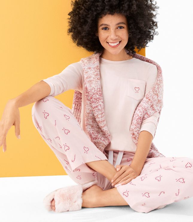 Image of Loft Candy Cane Pajama Pants