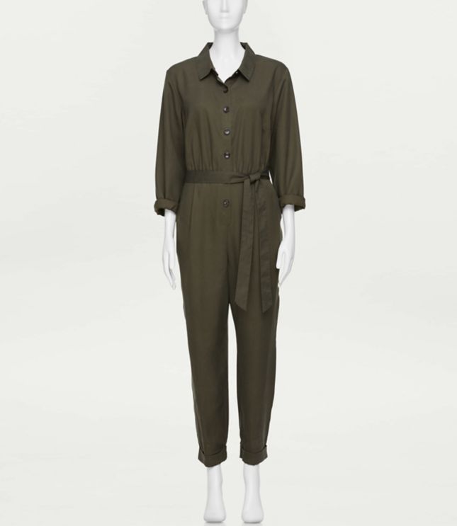 Image of Loft Button Front Jumpsuit