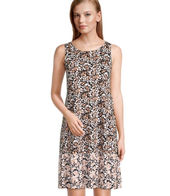 Image of Loft Floral Ruffle Sleeveless Swing Dress