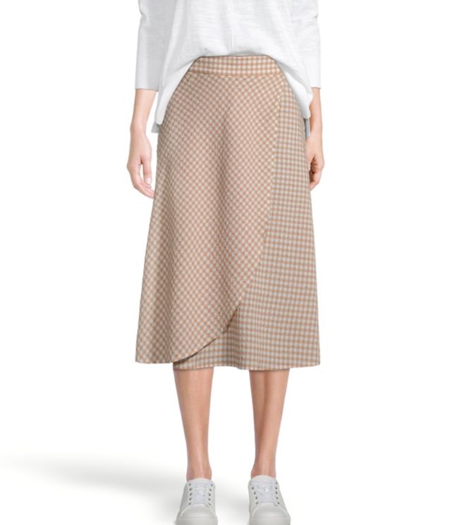 Gingham Wrap Midi Skirt