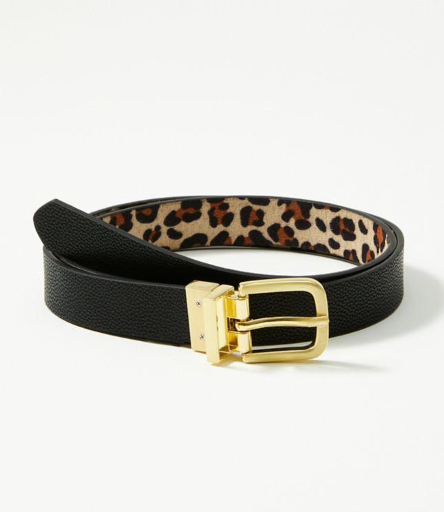 Leopard Print Reversible Belt