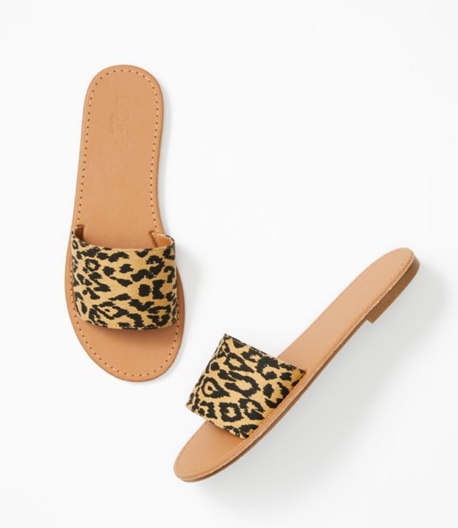 Leopard Print Slide Sandals   563963 7129